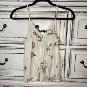 Forever 21 Cream Floral Spaghetti Strap Tank Top